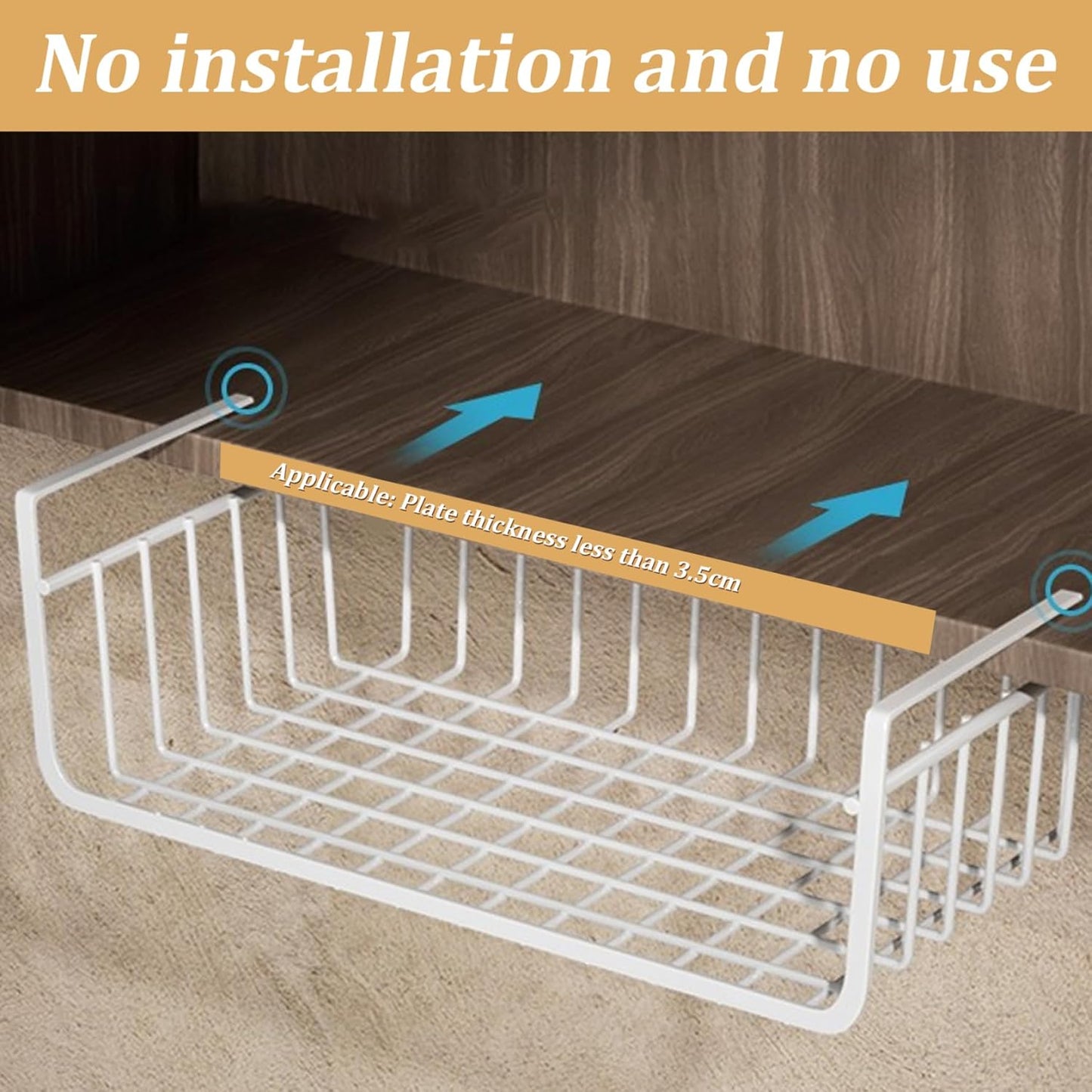 Under Shelf Storage Basket Large White