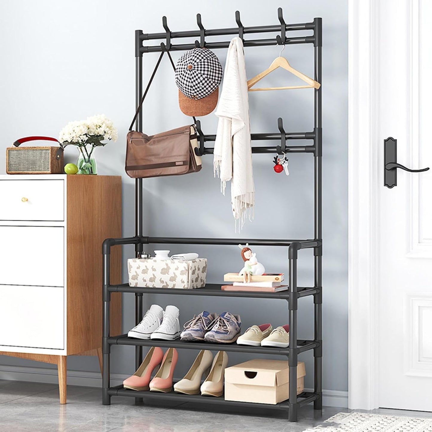 Shoe Rack Shelf 3 Tier - Black (60CM x 26CM x 138CM)