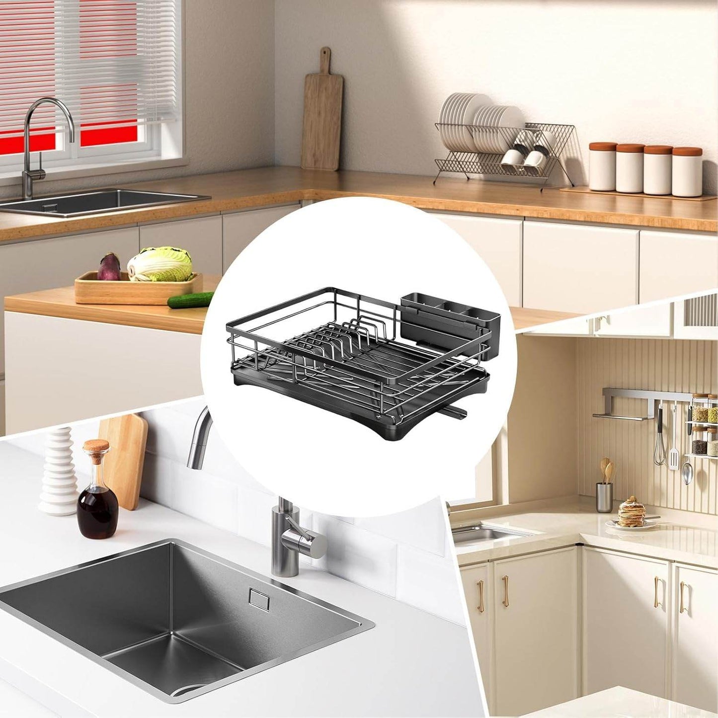 Dish Drainer with Utensil Holder-A75 / 1 Layer White - Thebrands