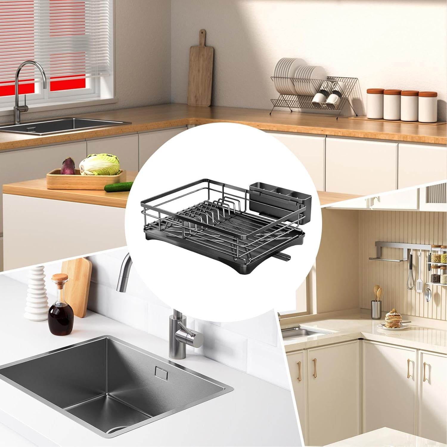 Dish Drainer with Utensil Holder-A75 / 1 Layer White - Thebrands