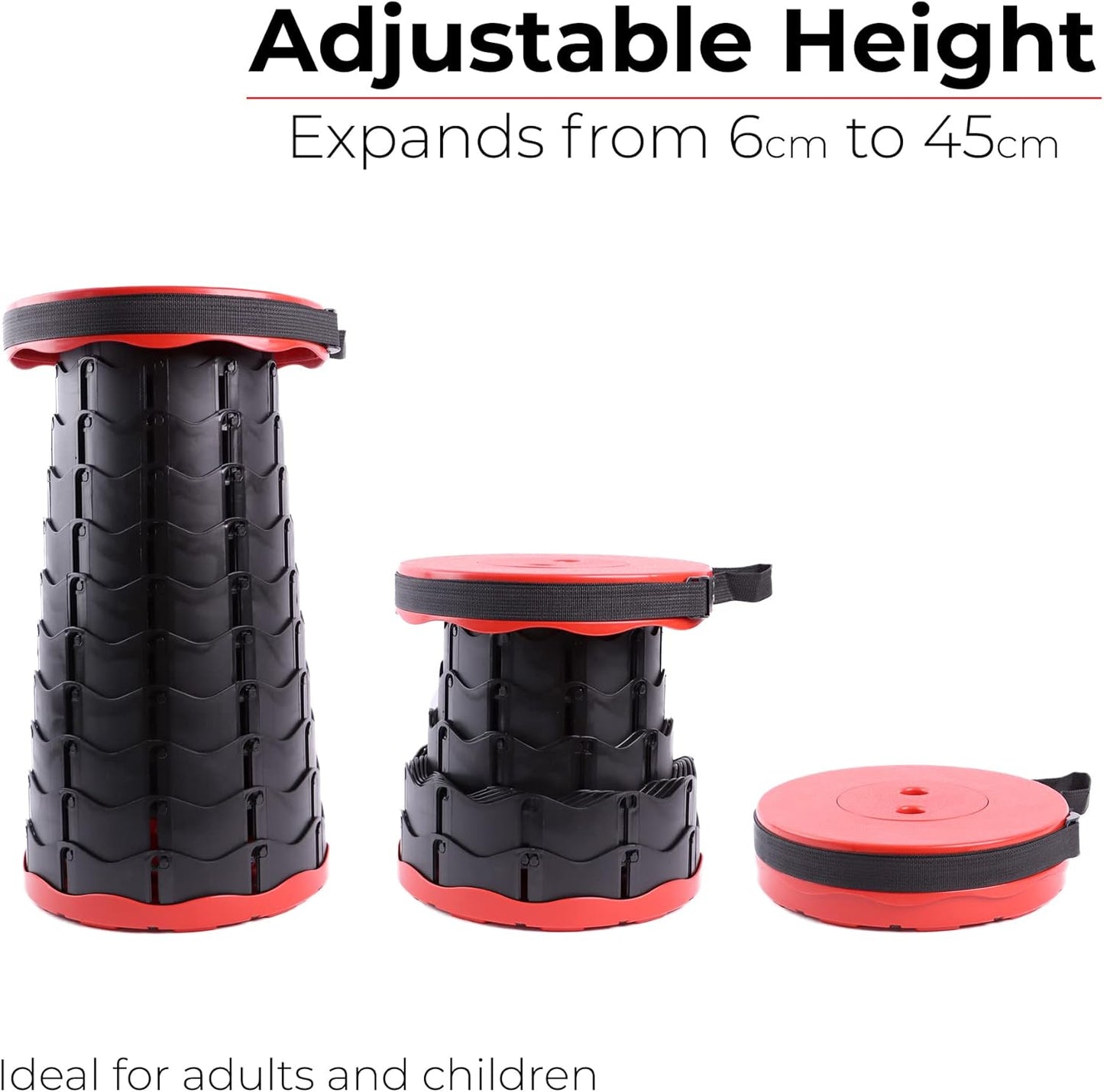 Outdoor Foldable Telescopic Stool - Red + Black