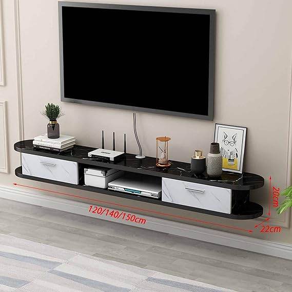DSQ0426 WALL TV CABINET (BLACK WHITE	/ 150*20*18H) - Thebrands