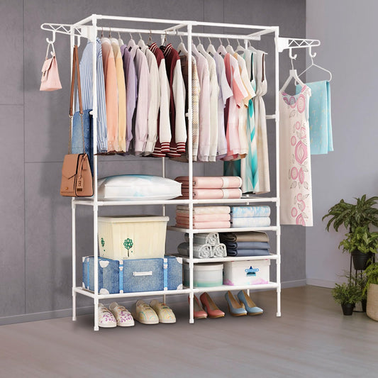 Clothes Hanging rack 2 Row - White