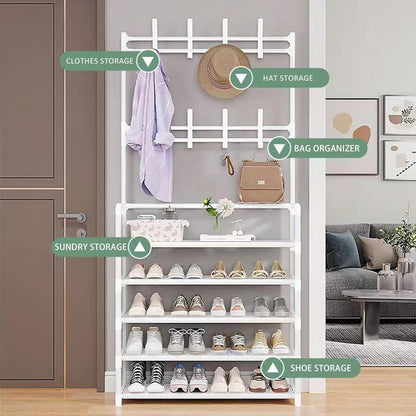 5 Layer Shoe Cloth Rack 5 Tier - White