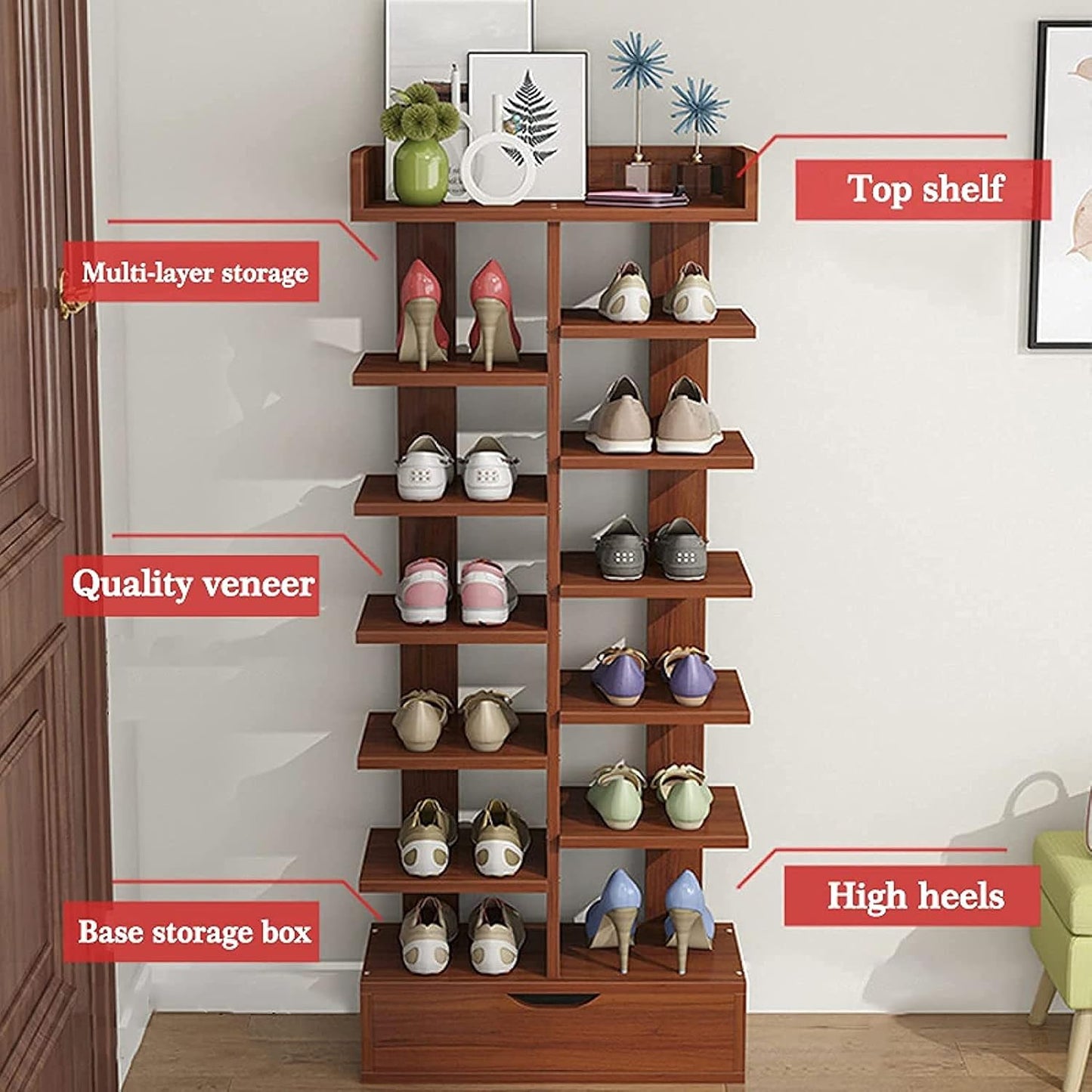 XJ201 Shoe Rack Brown (40*21*120H)