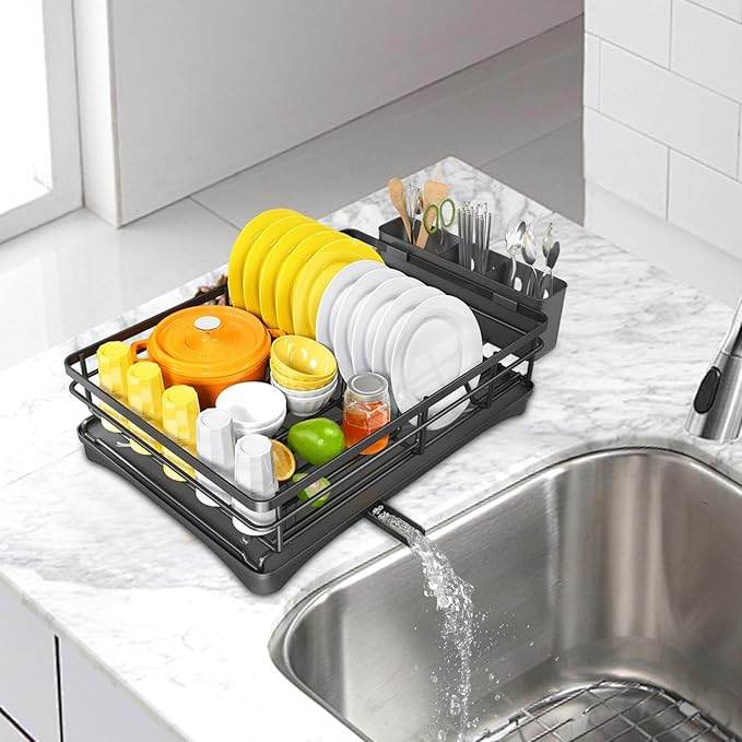 Dish Drainer with Utensil Holder-A75 / 1 Layer White - Thebrands