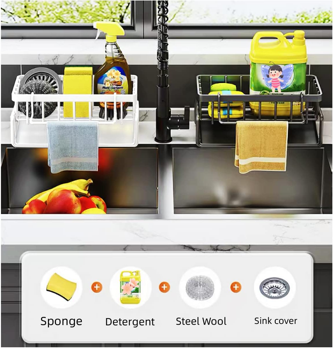 Sponge Holder Kitchen Organizer - White