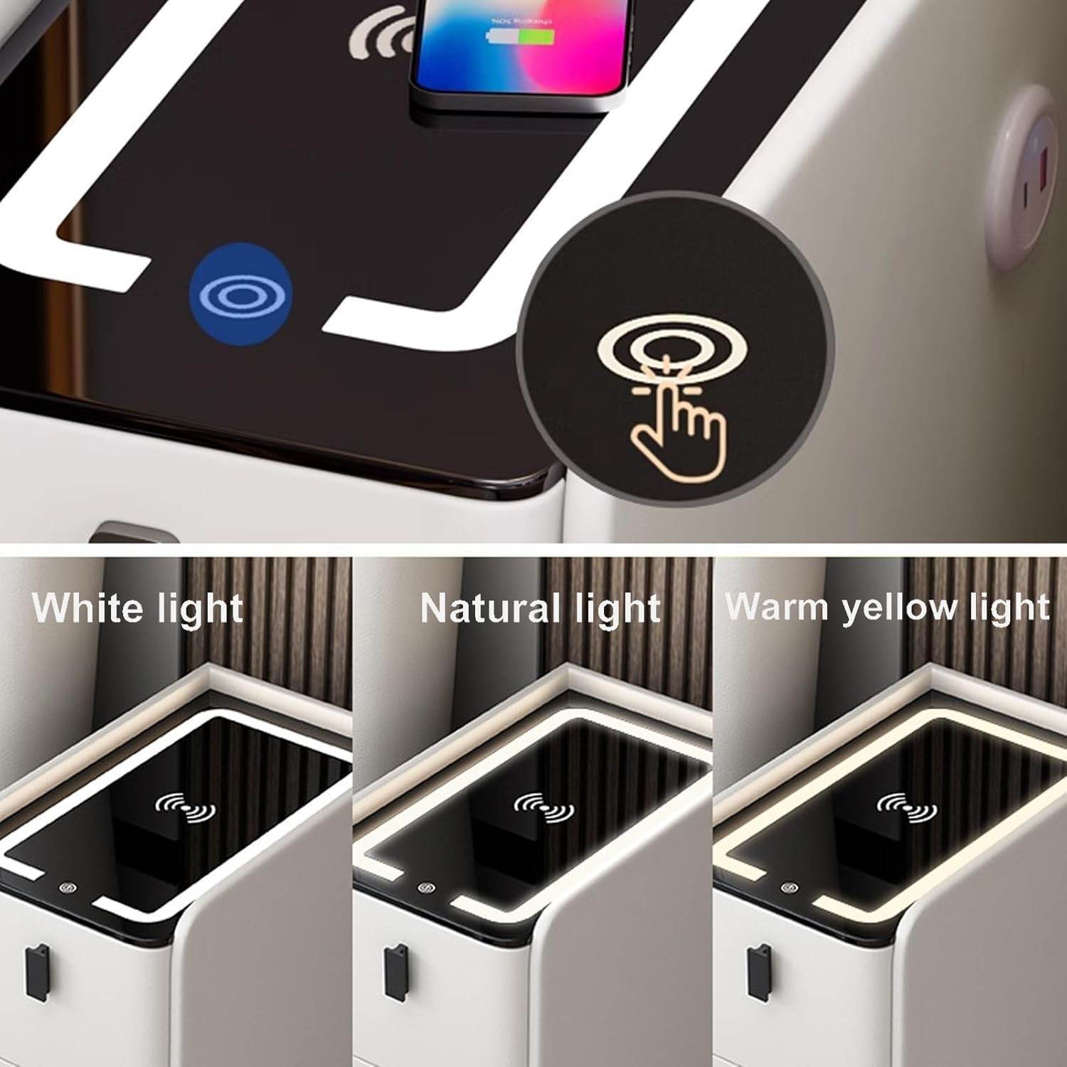 Smart Bedside Table With Wireless Usb Charging - Thebrands