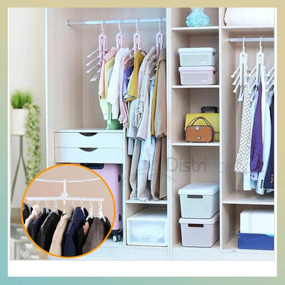 Foldable Adjustable Cloth Hanger(Grey Light Blue) - Thebrands