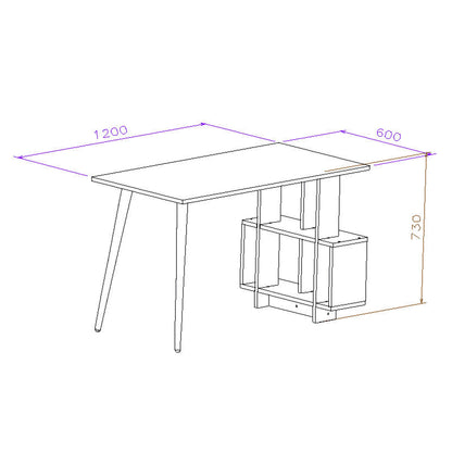 Lagomood side study desk, white oak 120 cm (LG4-140) / made in eu