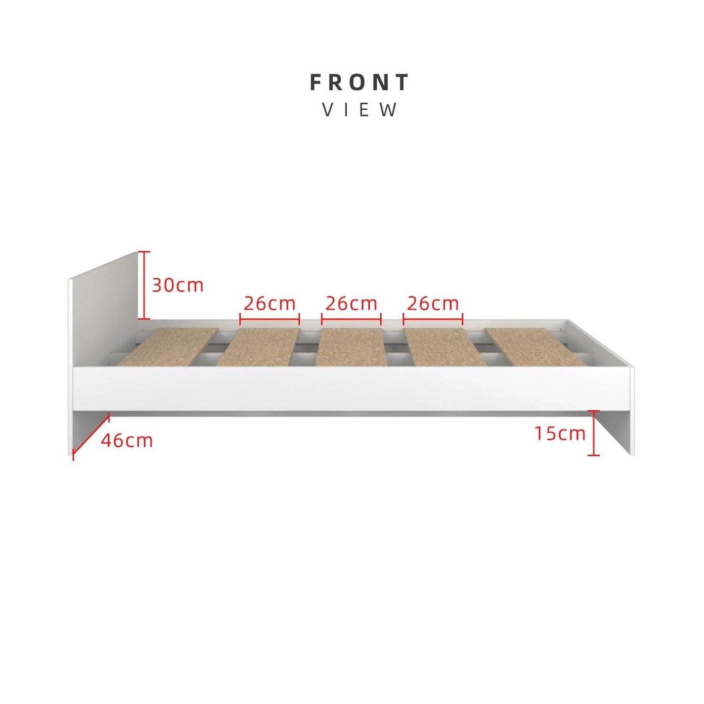 6.3FT Single Size Bed Frame / White - Thebrands