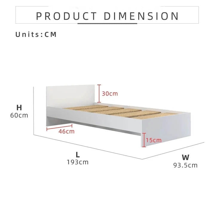 6.3FT Single Size Bed Frame / White