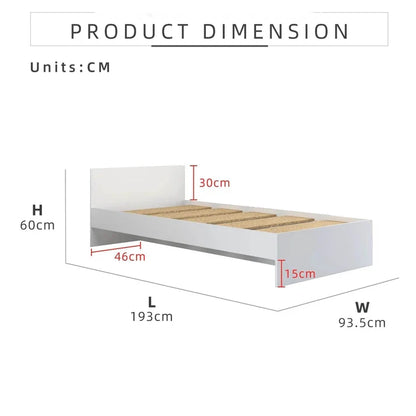 6.3FT Single Size Bed Frame / White
