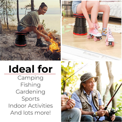 Outdoor Foldable Telescopic Stool - Red + Black