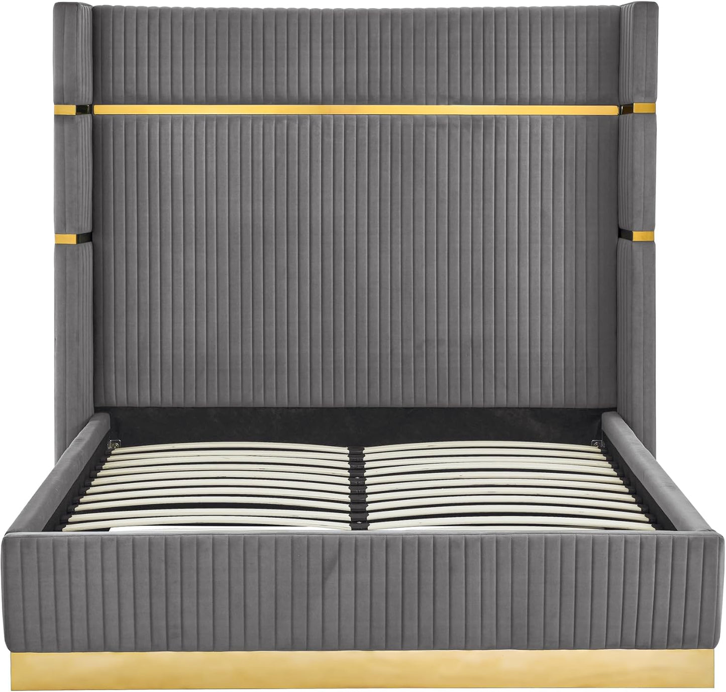 Queen Size velvet fabric Bed- Grey (152*190) P110