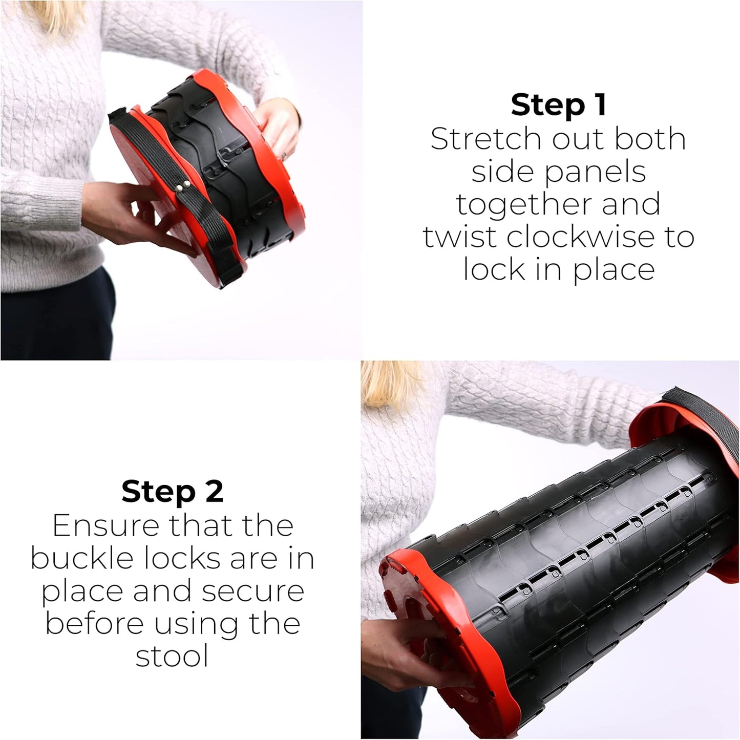 Outdoor Foldable Telescopic Stool - Red + Black