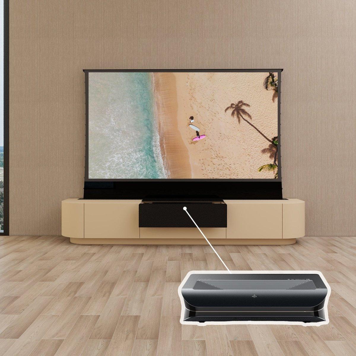 VIVIDSTORM Bundle - Projector & Screen & Motorised Laser TV Cabinet Florence