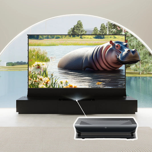 VIVIDSTORM Bundle-Projector&Screen&2025 New VIVIDSTORM Motorised Laser TV Cabinet Barcelona Mark III