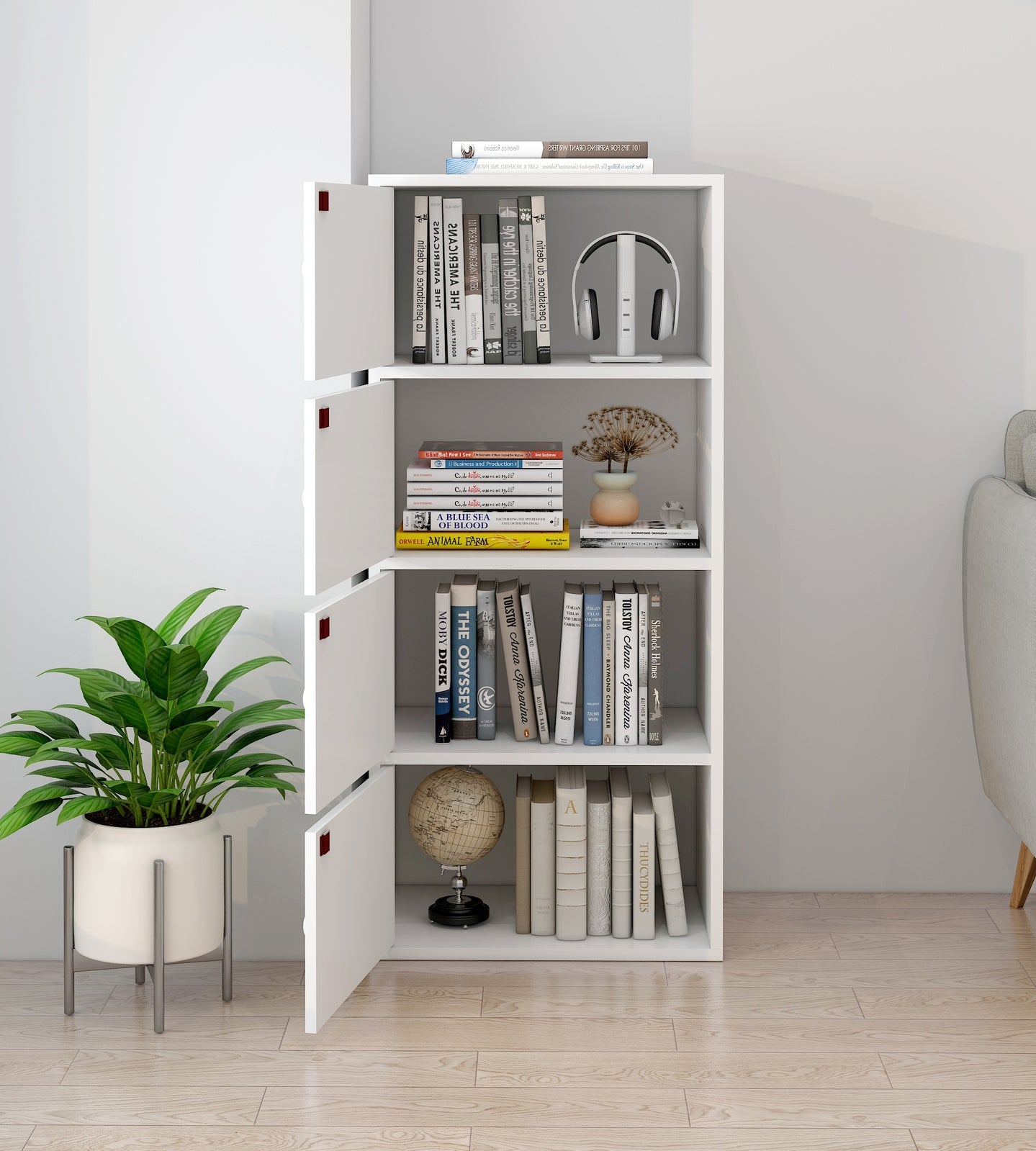 SV204 4LAYER STORAGE CABINET	(PURE WHITE / 40*30*102H)