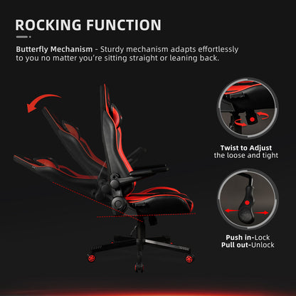 GAMING CHAIR, ERGONOMIC BACKREST, S. PILLOW - RED