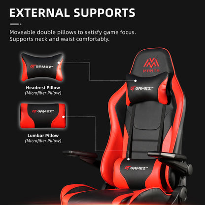 GAMING CHAIR, ERGONOMIC BACKREST, S. PILLOW - RED