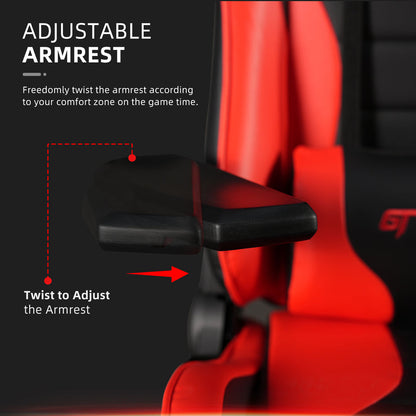 GAMING CHAIR, ERGONOMIC BACKREST, S. PILLOW - RED