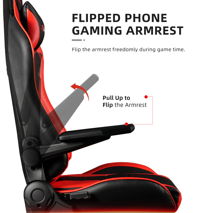 GAMING CHAIR, ERGONOMIC BACKREST, S. PILLOW - RED
