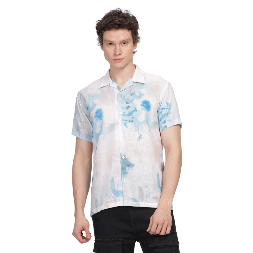 Abstract Printed Linen Shirt For Men