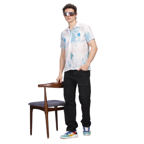 Abstract Printed Linen Shirt For Men