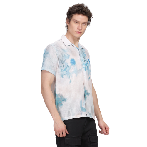 Abstract Printed Linen Shirt For Men