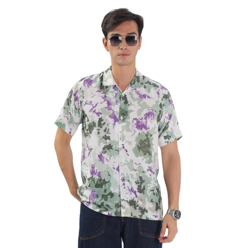 Green - Purple -Textured Island Shirt