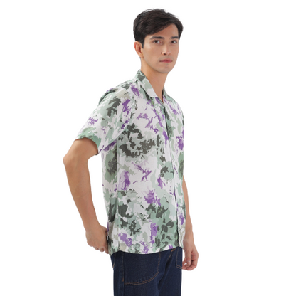 Green - Purple -Textured Island Shirt