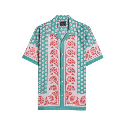 Green Paisley Frame Printed Half Sleeve Shirt