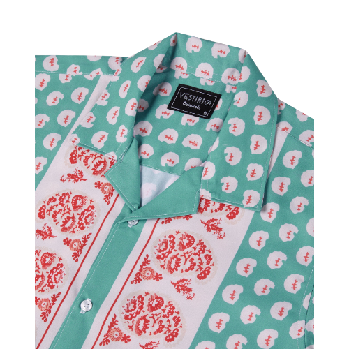 Green Paisley Frame Printed Half Sleeve Shirt