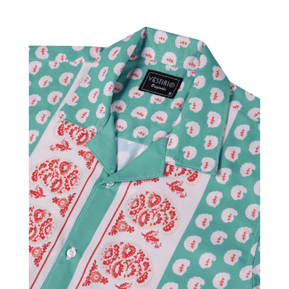 Green Paisley Frame Printed Half Sleeve Shirt