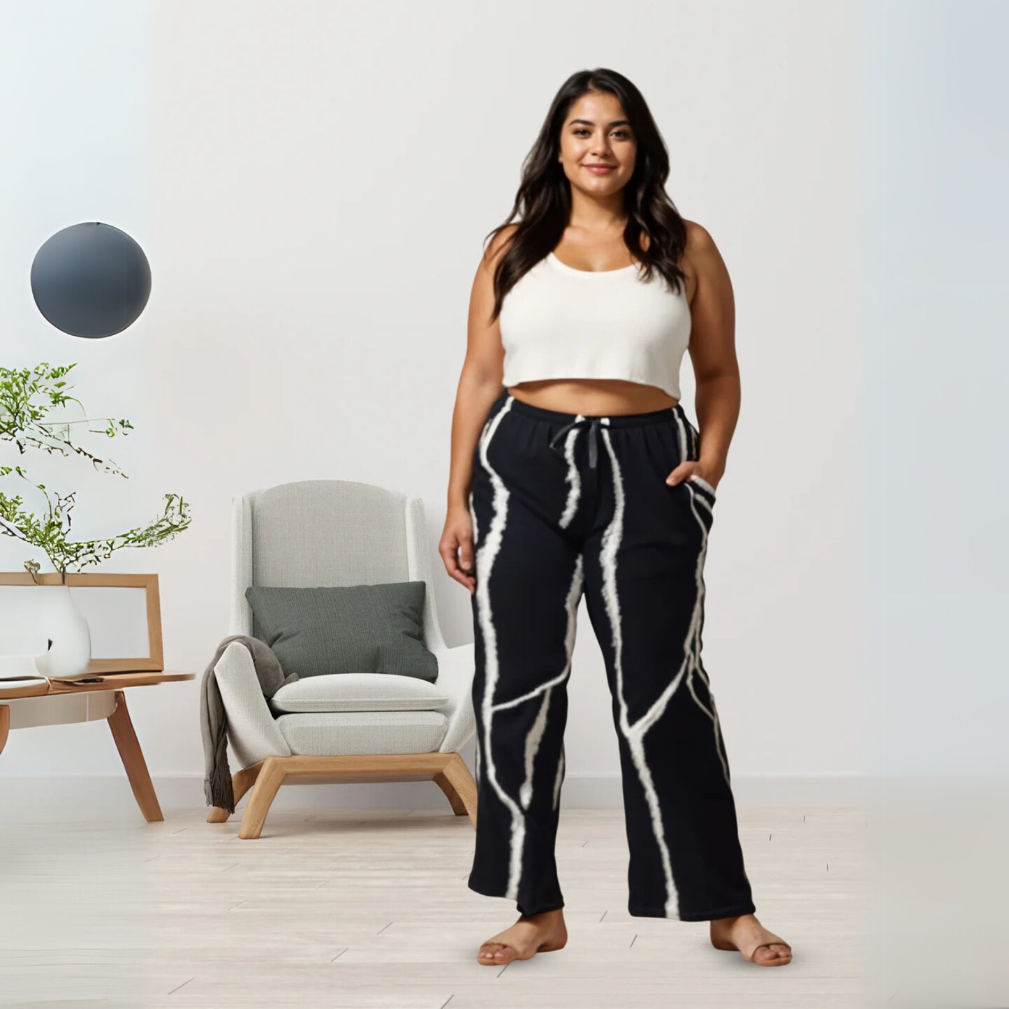 Navy Blue Designer Palazzo Pants for Women with Trendy Printed Look