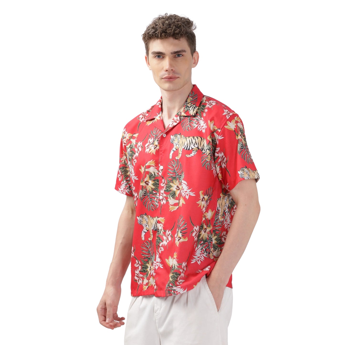 Red Floral Printed Shirt