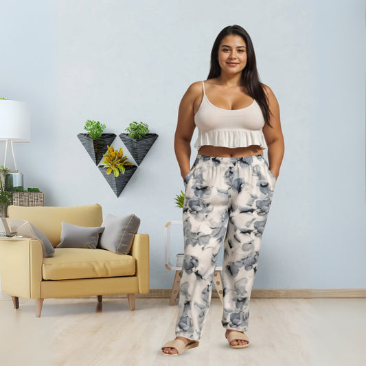 Grey Cloud Relaxed Fit Palazzo Pants for Women with Breathable Fabric