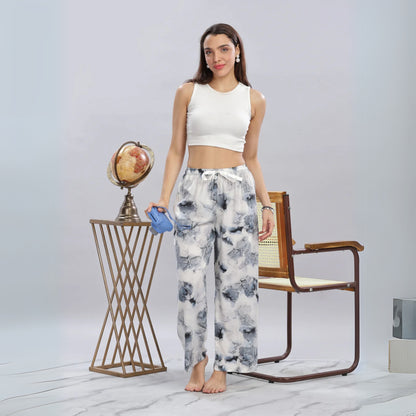 Grey Cloud Relaxed Fit Palazzo Pants for Women with Breathable Fabric