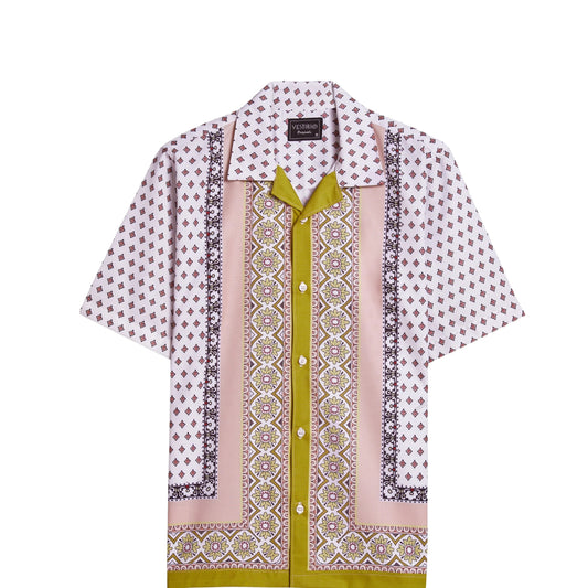 Green Boder Printed Half Sleeve Shirt