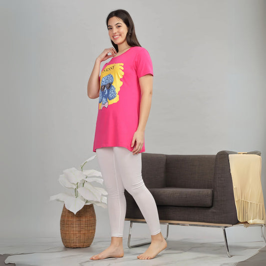 Rani Pink Stylish Long T-Shirt for Women Ideal for Daily Wear