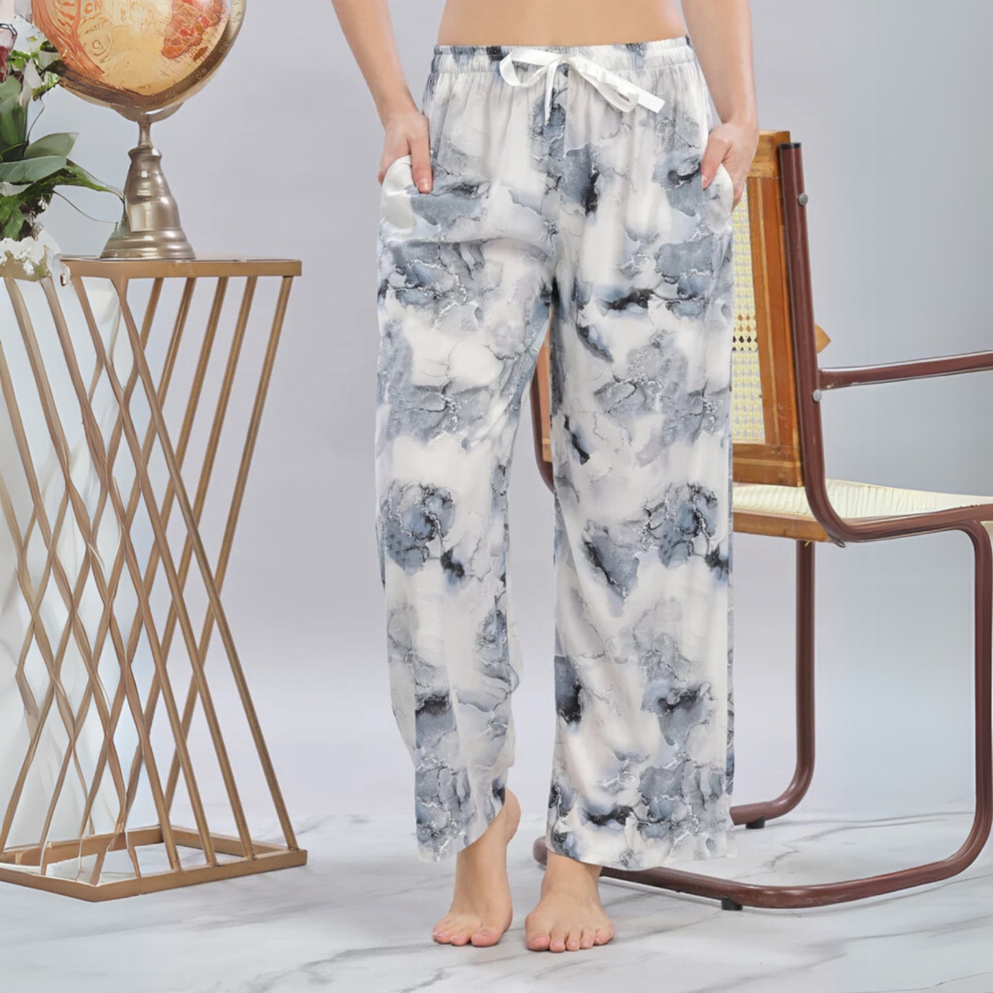Grey Cloud Relaxed Fit Palazzo Pants for Women with Breathable Fabric