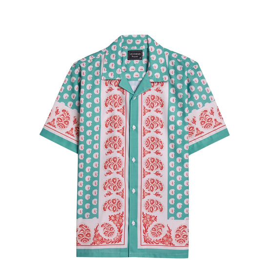 Green Paisley Frame Printed Half Sleeve Shirt