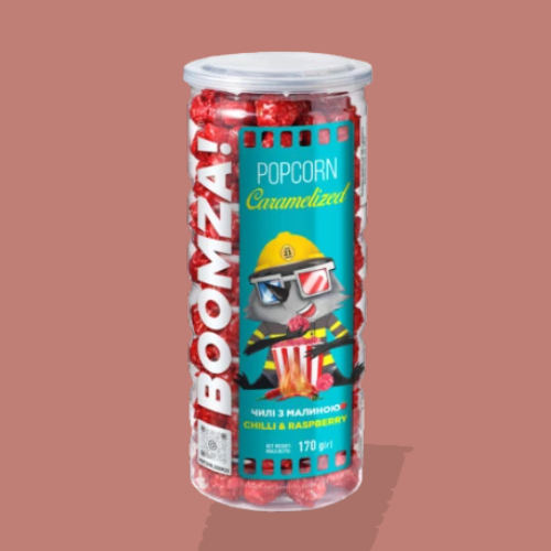 Caramelized Popcorn in Tube, Chili - Raspberry 170 g