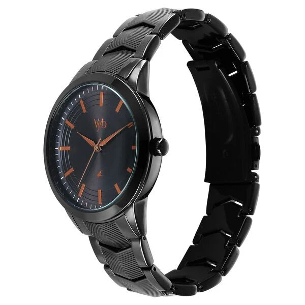 Fastrack Vyb Atlas Quartz Analog Black Dial Black Metal Strap Watch For Guys