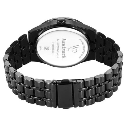 Fastrack Vyb Orion Quartz Analog Black Dial Black Color Metal Strap Watch For Guys