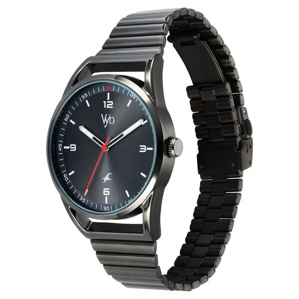 Fastrack Vyb Horizon Quartz Analog Grey Dial Grey Metal Strap Watch For Guys