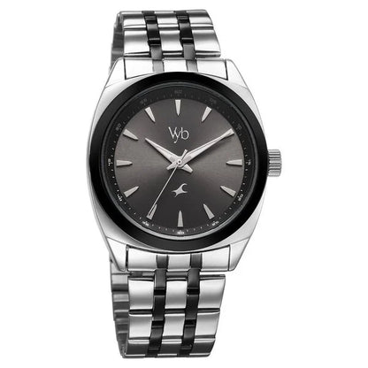 Fastrack Vyb Arcane Quartz Analog Black Dial Two Toned Color Metal Strap Watch For Guys