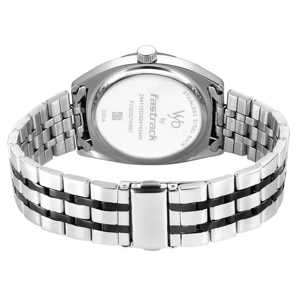 Fastrack Vyb Arcane Quartz Analog Black Dial Two Toned Color Metal Strap Watch For Guys