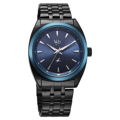 Fastrack Vyb Arcane Quartz Analog Blue Dial Black Color Metal Strap Watch For Guys